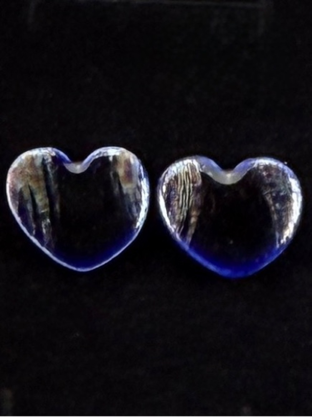 Vintage blue with color accent sweet heart-shaped pierced earrings